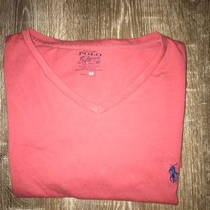 Polo by Ralph Lauren men’s salmon pink Vneck tee